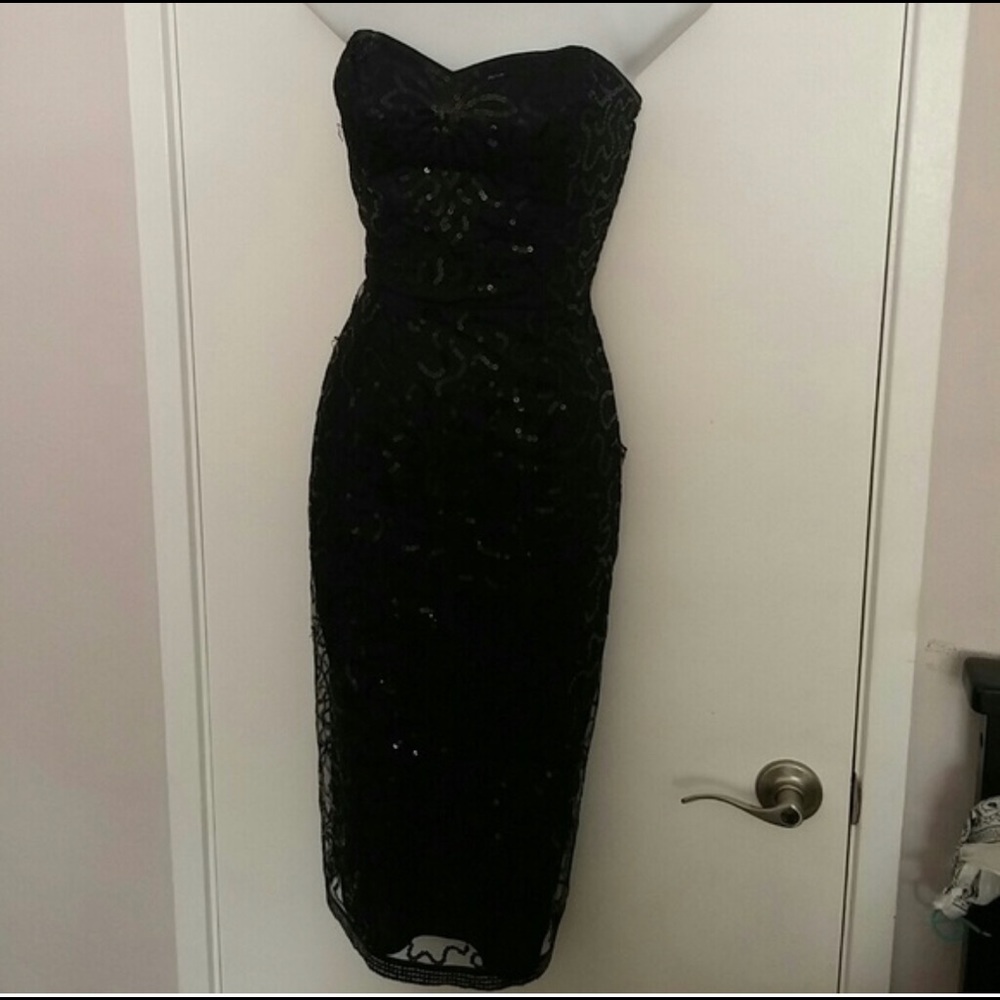 Betsy Johnson little black sequin cocktail dress